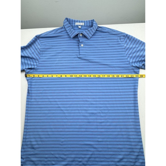 Peter Millar Tour Fit Short Sleeve Blue Black‎ Stripped Polo Men's XL *LOGO* - Picture 5 of 15